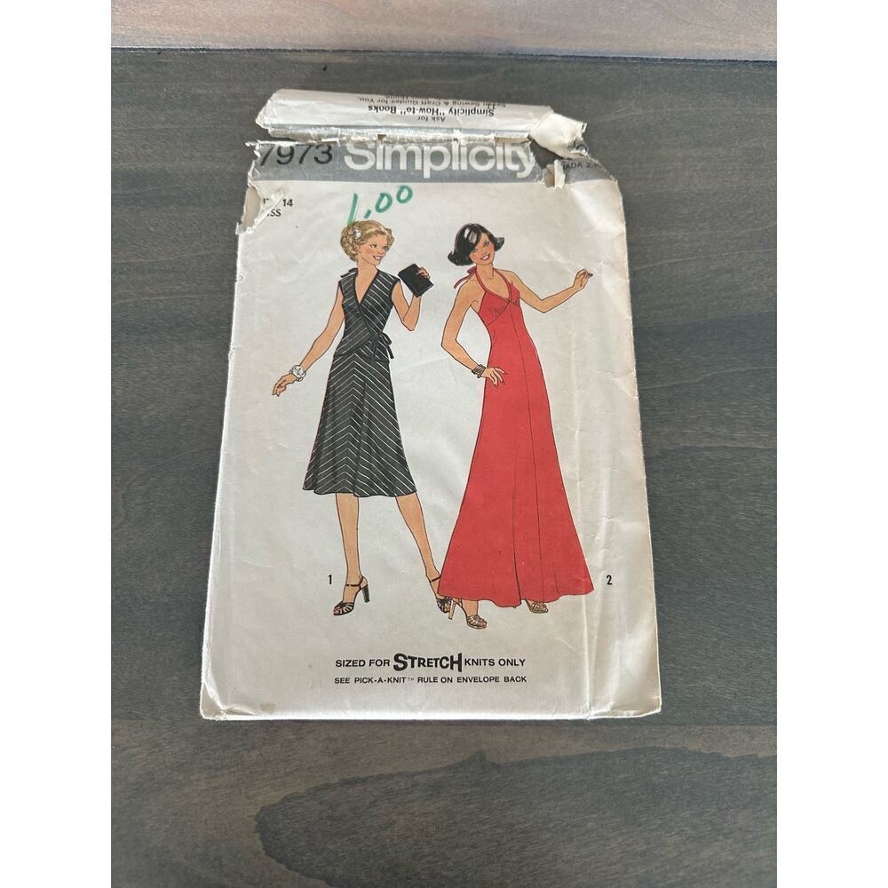 Simplicity Vintage Cut Misses Bias Jacket and Pullover Dress Sz 14 Pattern 7973